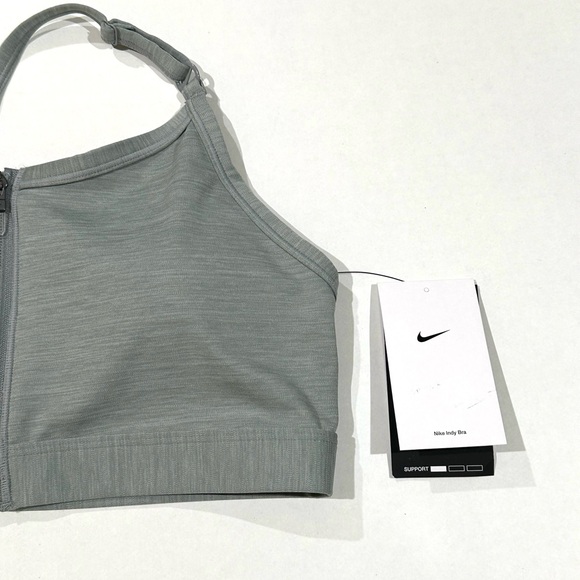 Women's Nike Dri-Fit Indy Zip-Front Padded Sports Bra Gray DD1197-073 NWT - Picture 3 of 16